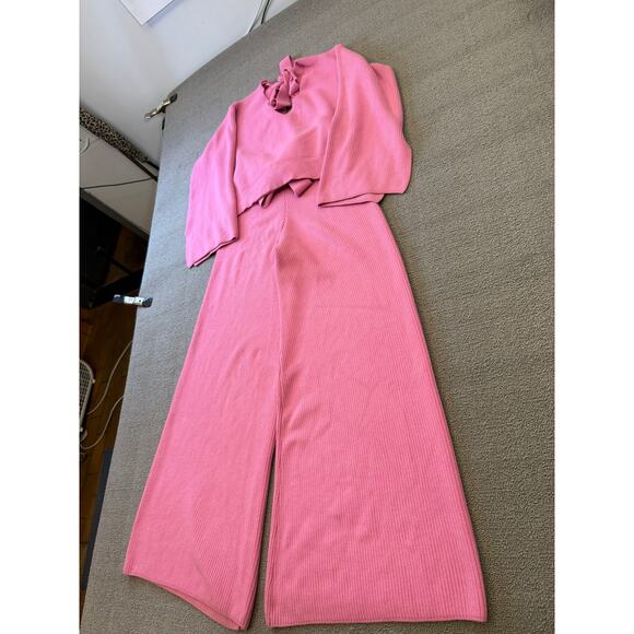 River Island Women Size 10 Pink Jumper Set Wide Leg - Picture 11 of 16